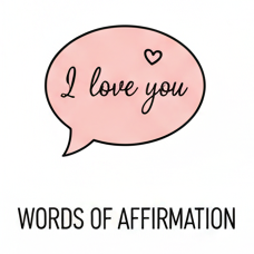 Illustration of words of affirmation love language on a white background