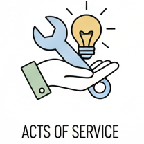 Illustration of acts of service love language on a white background