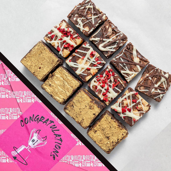 The Bestsellers 12 Bite Brownie Box in Congratulations gift wrap