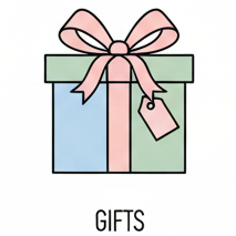Illustration of a gift, as a love language on a white background