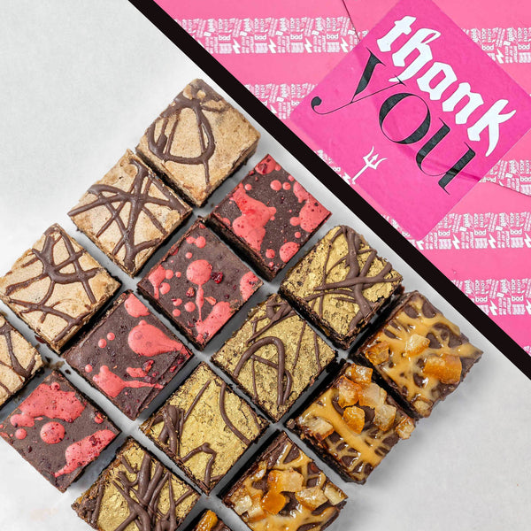 Can't Believe It's Vegan Wheat-Free 16 Bite Brownie Box in Thank You gift wrap