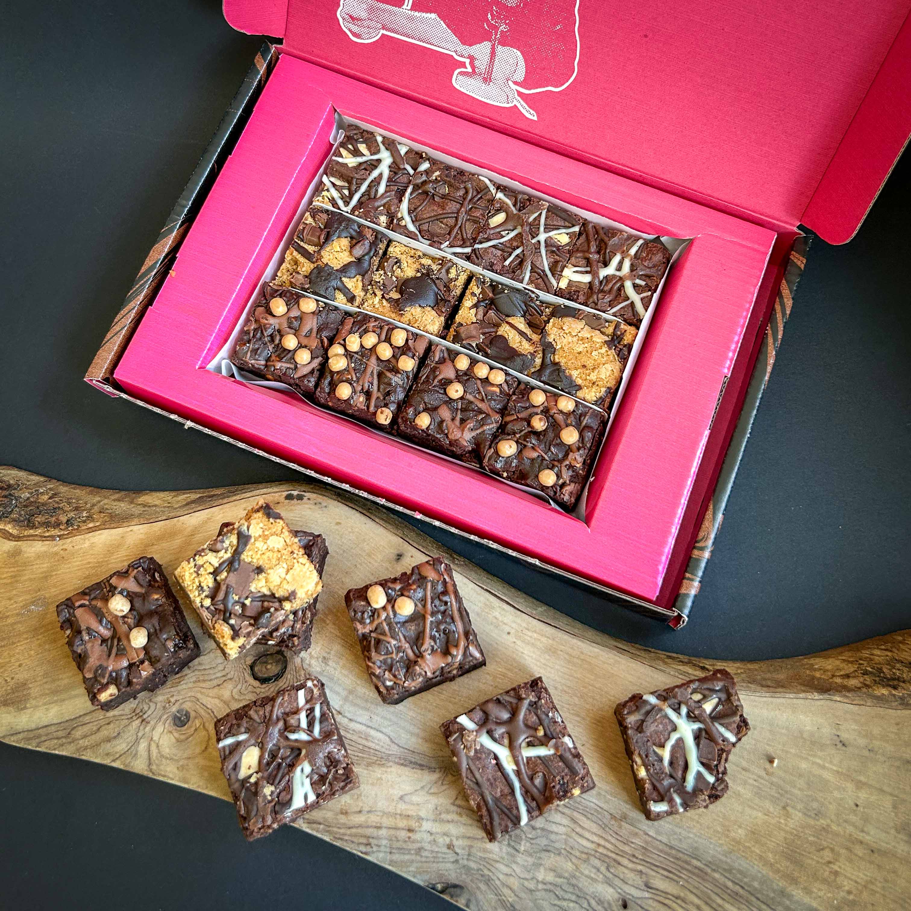Box of Fathers Day brownies in different flavours