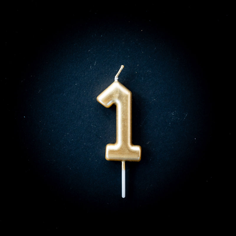 Gold metallic number candles