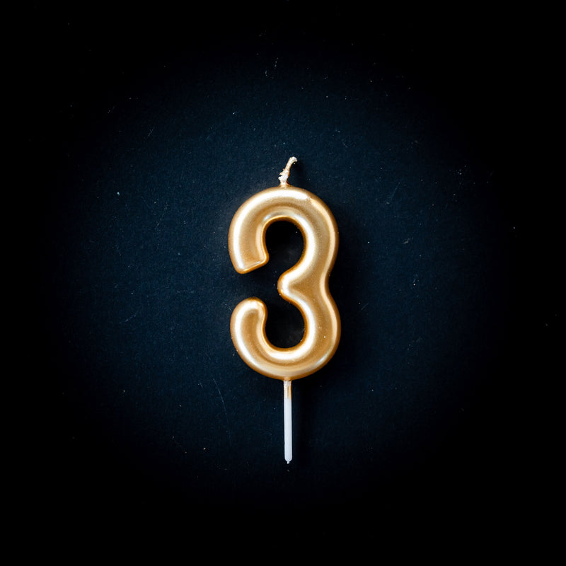 Gold metallic number candles