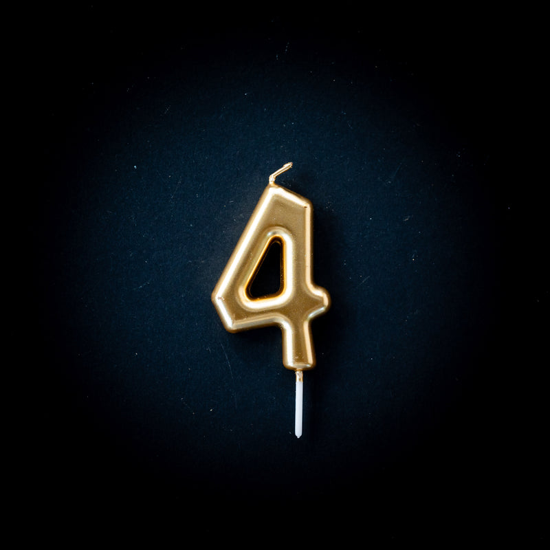 Gold metallic number candles