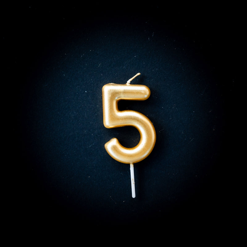 Gold metallic number candles