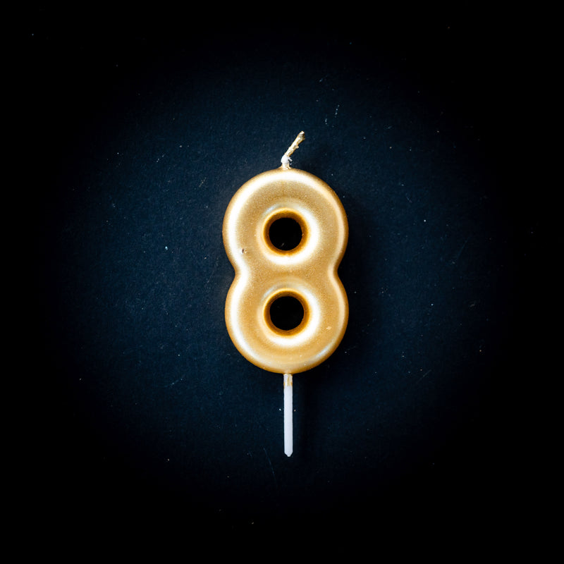 Gold metallic number candles