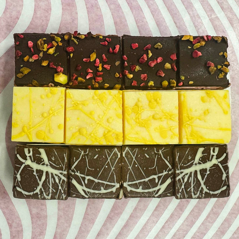marshmallow chocolate brownie pieces in 3 flavours