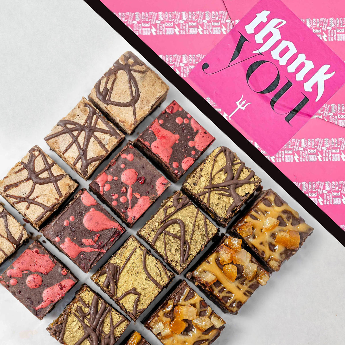 Can't Believe It's Vegan Wheat-Free 16 Bite Brownie Box in Thank You gift wrap